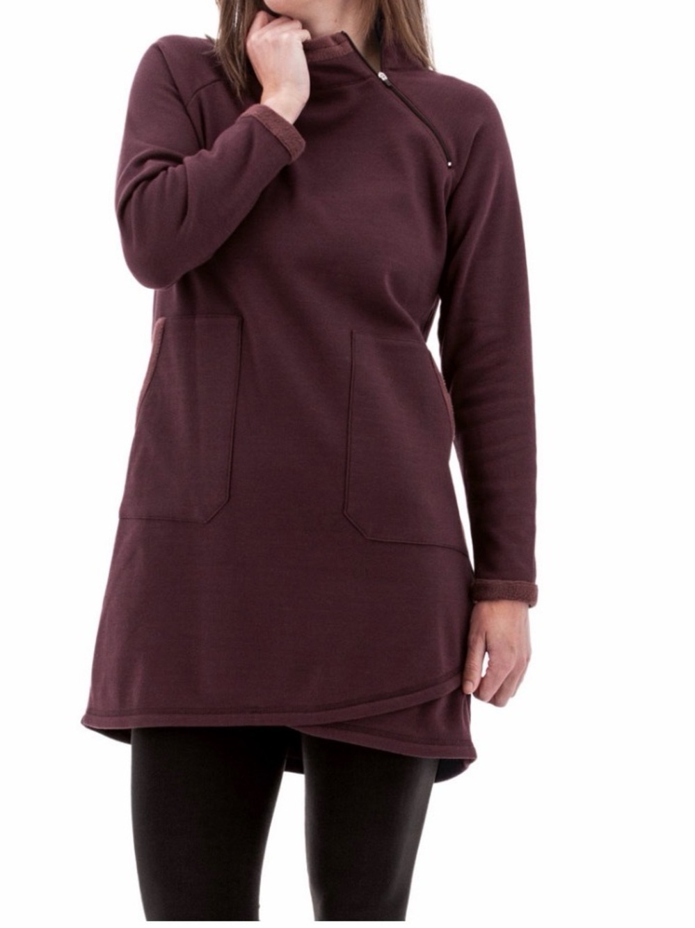 Aventura Long Sleeve Zip-Neck Dress in Rosewood